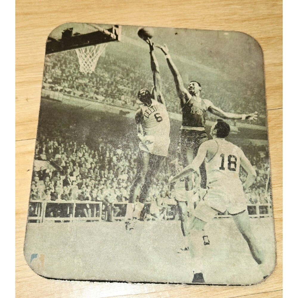 Vintage NBA Photograph Mousepad of "Bill Russell vs. Wilt Chamberlain"